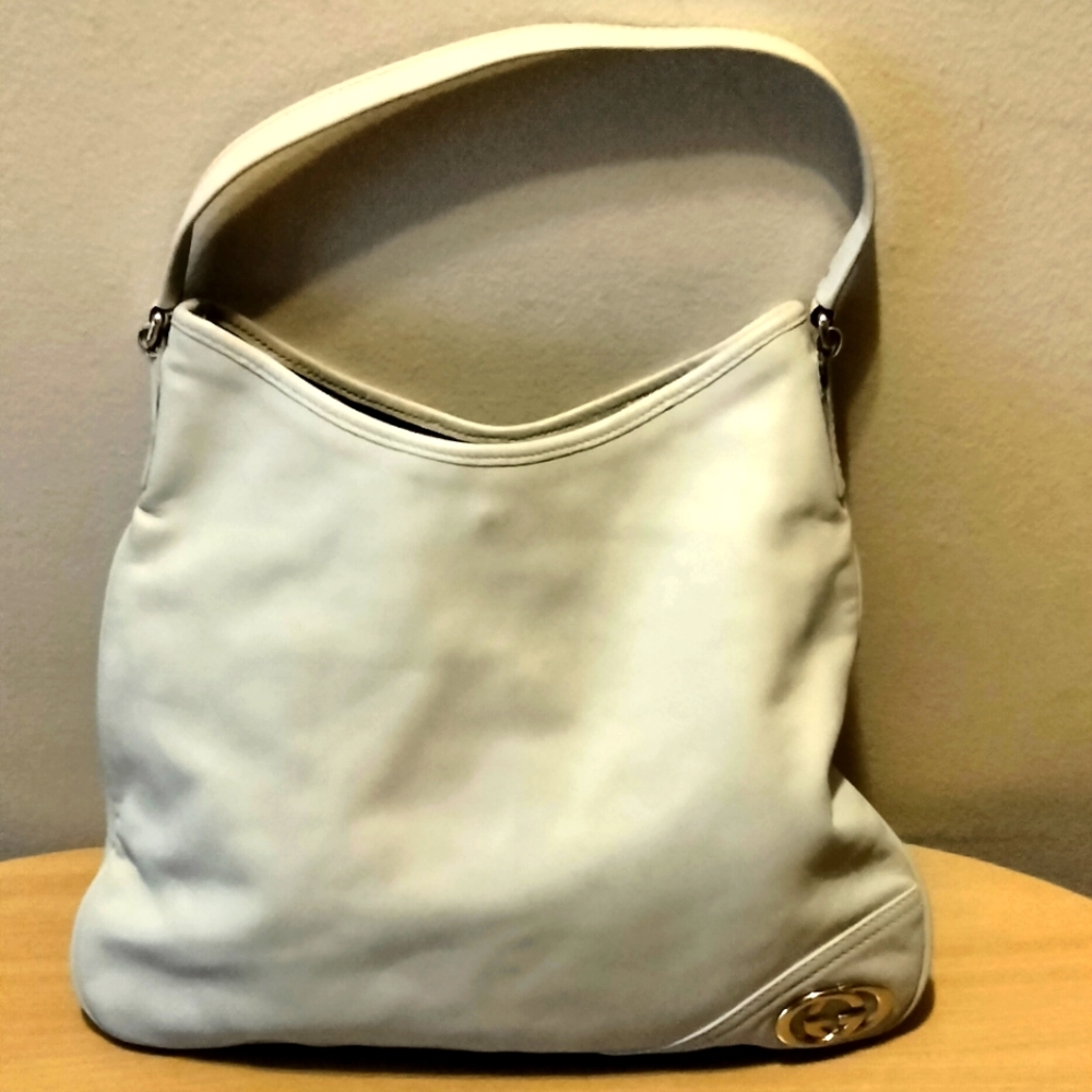 White Gucci GG Leather New Britt Shoulder Bag